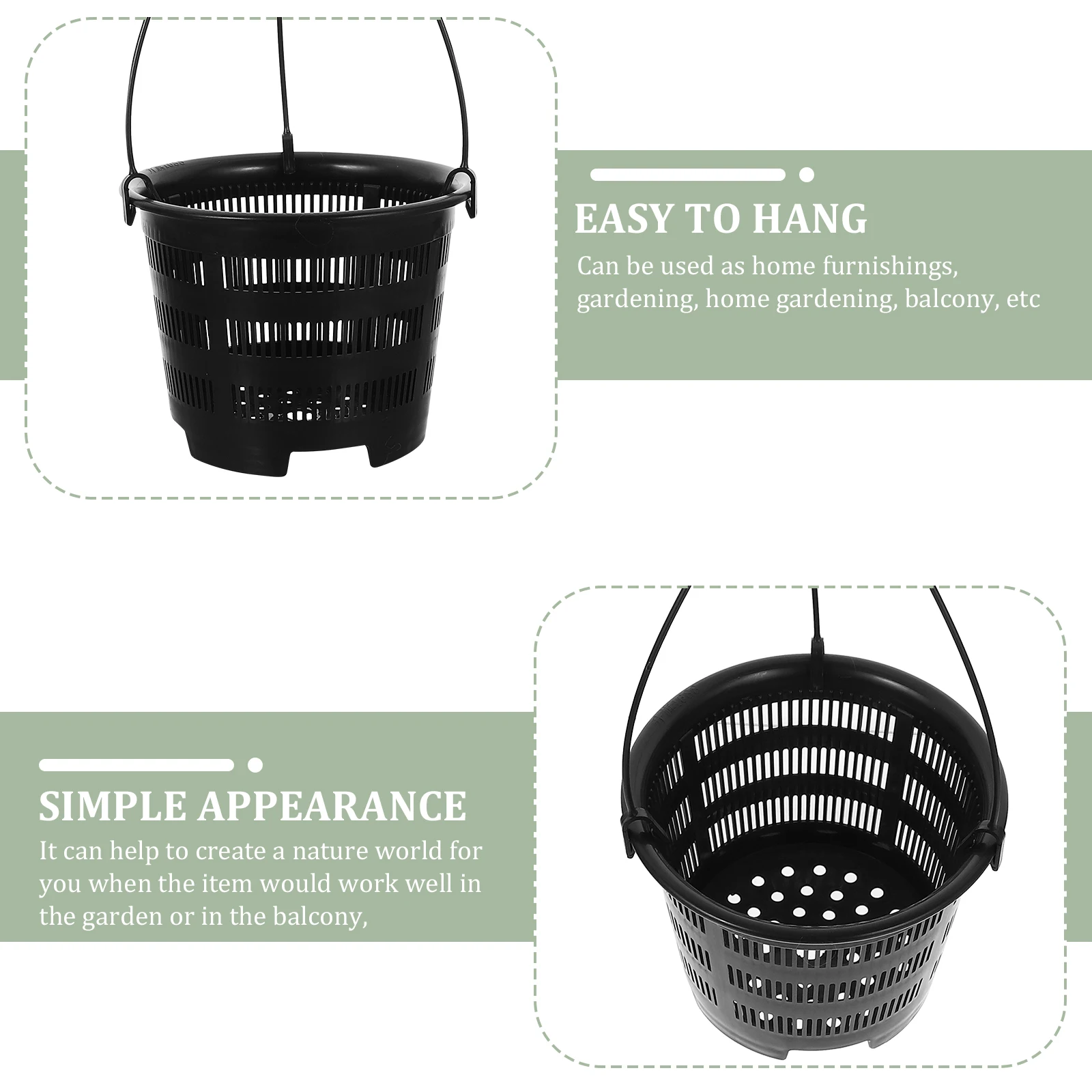 

5 Sets Orchid Hanging Pot Planters Containers for outside Orchids Pots Outdoor Baskets Black Hangers