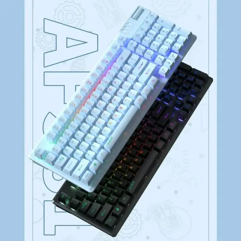 

Ajazz AF981 Wired Keyboard with Volume Control , Metal Base and Ergonomic Design for Comfortable Typing