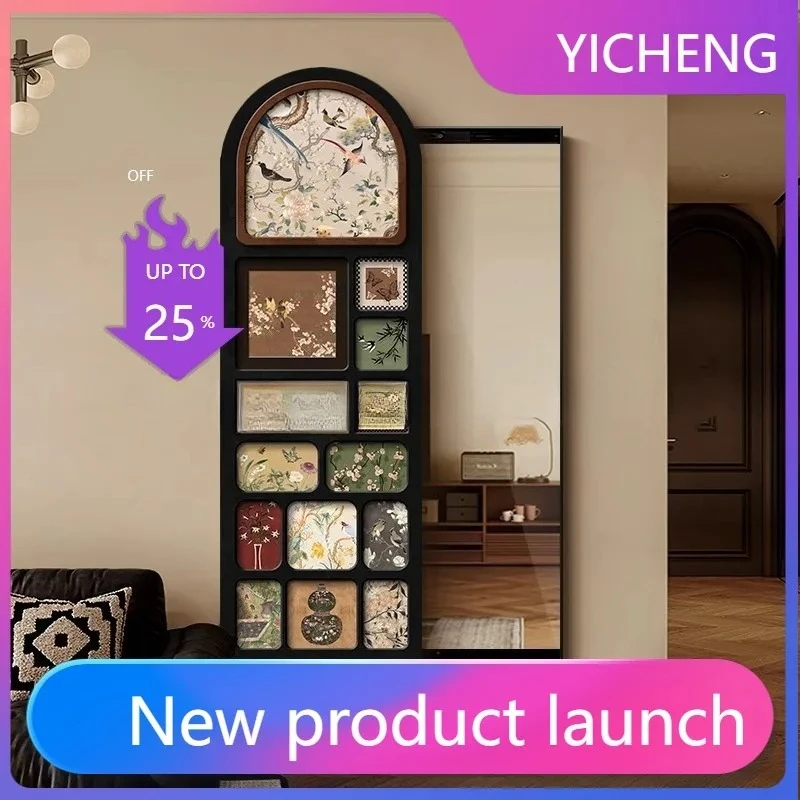 Vintage Style Full-Length Mirror Hidden Sliding Dressing Room Retro Wall-Mounted Fitting Mirror