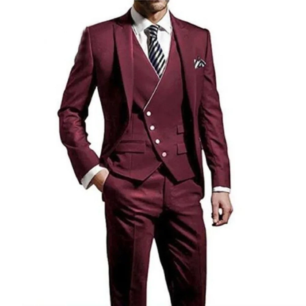 

Formal Men Suits Slim Fit Suit For Men Tailored Groom Tuxedo Blazer for Wedding Prom Jacket +Pants +Vest