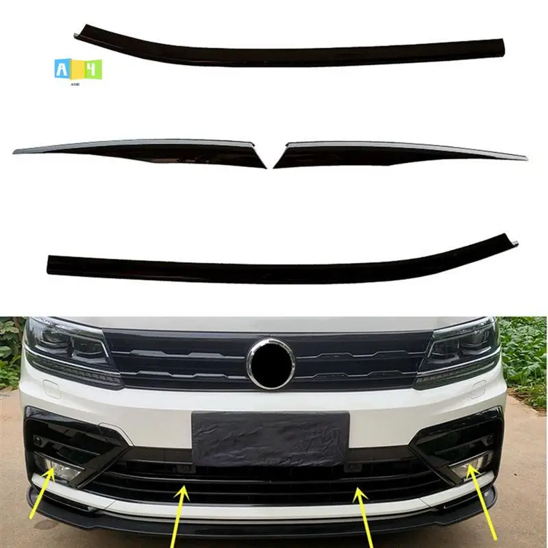 

A04E-Under Front Center Grille Grill Moulding Strips Fog Light Cover Trim Front Center Grille Trim For VW Tiguan Rline 2017-2021