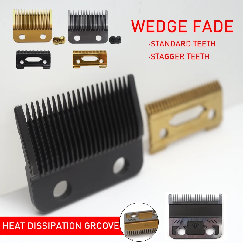 Professional Replacement Blade for WAHL Cutting Machine Fade Fixed Blade with Standard/Stagger Teeth Carbon Steel Movable Blade