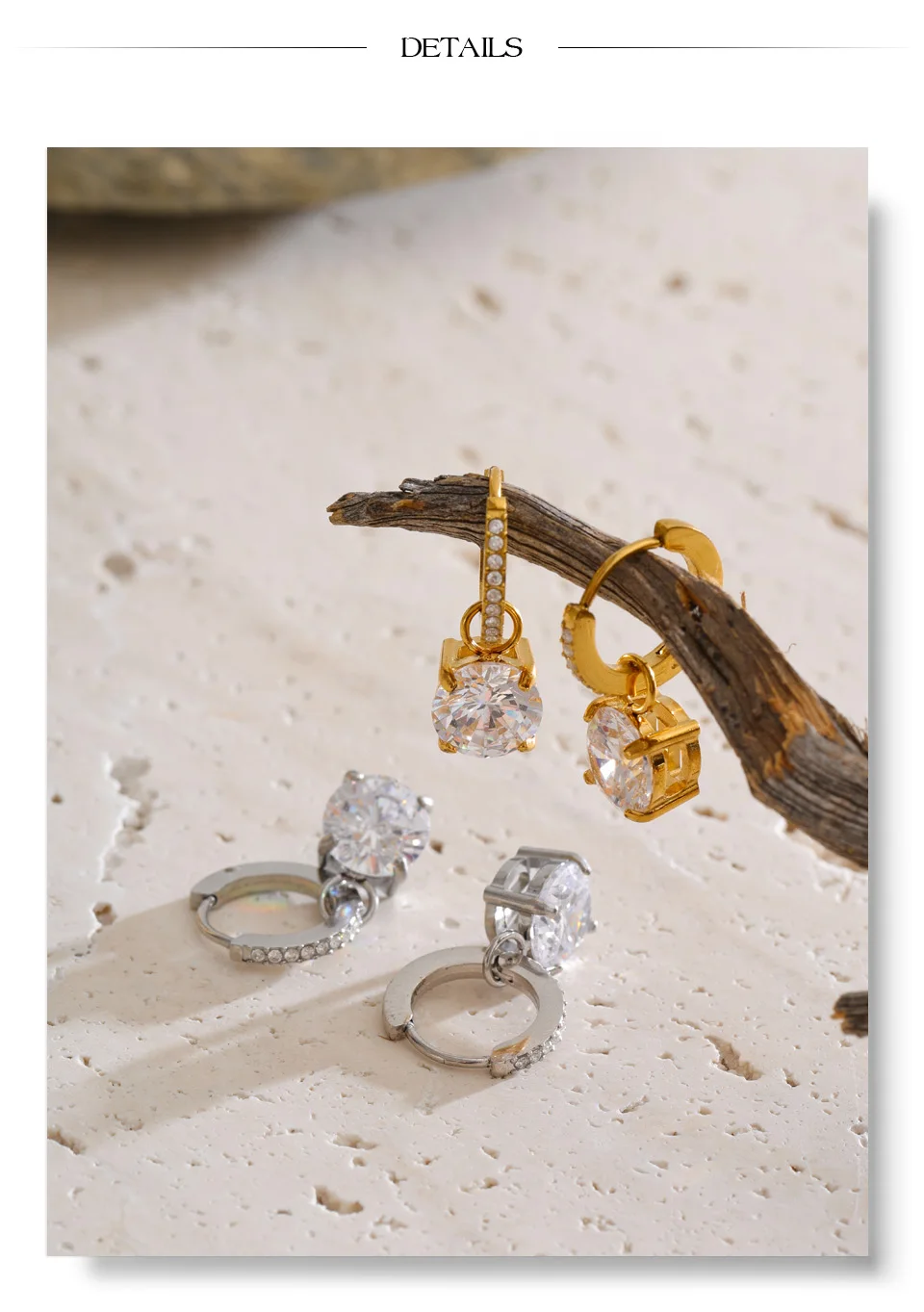 Yhpup Edelstahl-Ohrringe mit quadratischem Zirkonia-Besatz, hochwertig, täglich schick, als Geschenk geeignet, ästhetisch, exquisiter Schmuck – Detail 7