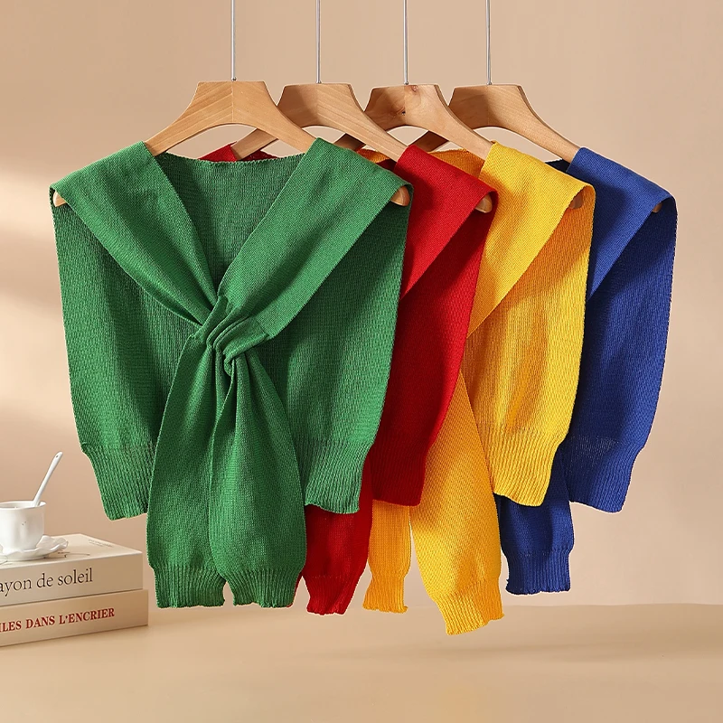 

Summer Knitted awl oulder Cross Hole Design Lightweight Breathable Faionable Personali Polyester Fiber Rectangular Scarf