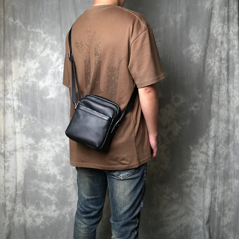 Men's Top Grain Leather Crossbody Bag, New Arrival Compact Casual Shoulder Bag, Small Backpack for Daily Use