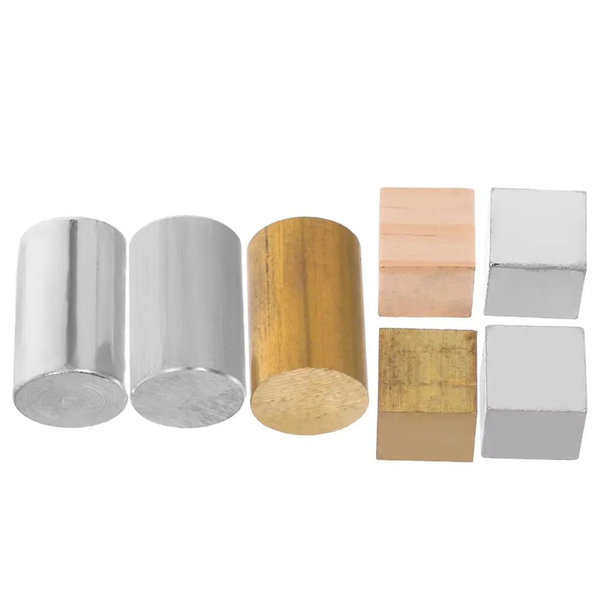 Big Discount 7 Pcs Physics Experiment Metal Cubes Copper Iron Aluminum Block Wood Quality and Density Hook Teaching Instrumen