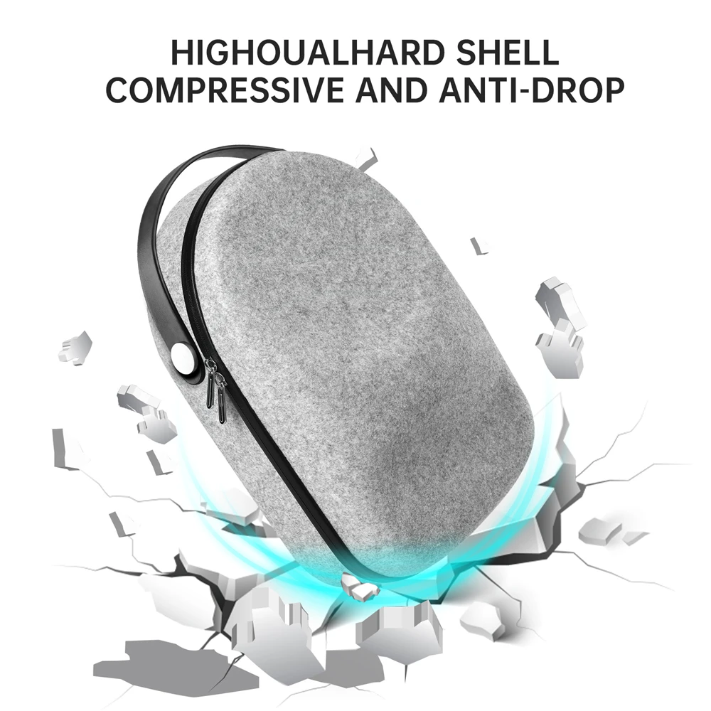 حقيبة سفر صلبة بحزام جلدي وحزام تخزين للسفر وإكسسوارات الواقع الافتراضي حقيبة حمل لـ Meta Quest VR 3