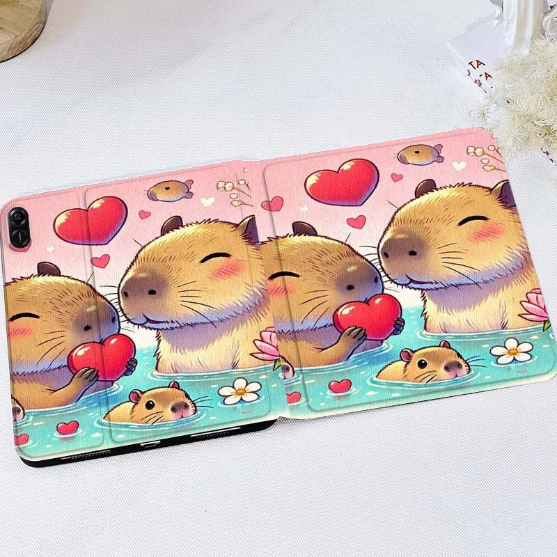 

Cute Capybara Heart Love For Huawei MediaPad T5 T10s M6 M5Lite SE Honor Tab 5 6 7 V7 V8 X8a X9a Pro Soft Tablet Case Gift