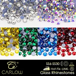 CARLOW SS6-SS30 Multicolor Sparkling  AAAAA High Quality Glass Hot Fix Rhinestones Iron On Flatback Stones For Clothes