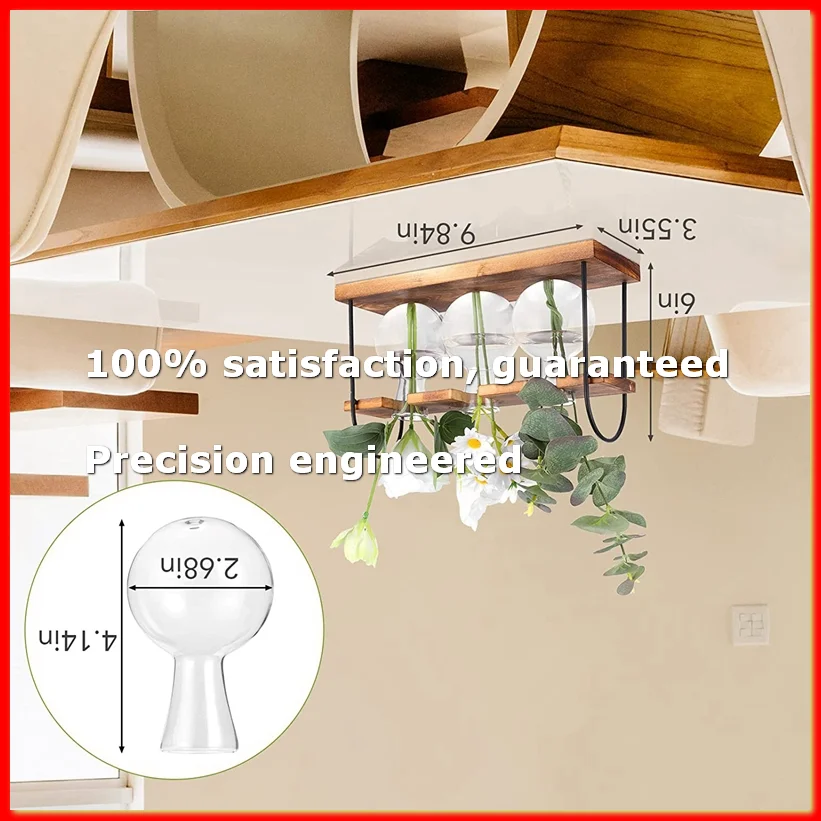 Plant Propagation Station with Wooden Stand,Plant Terrarium Desktop Propagation Stations,Air Planter Bulb Glass Vase-A79M