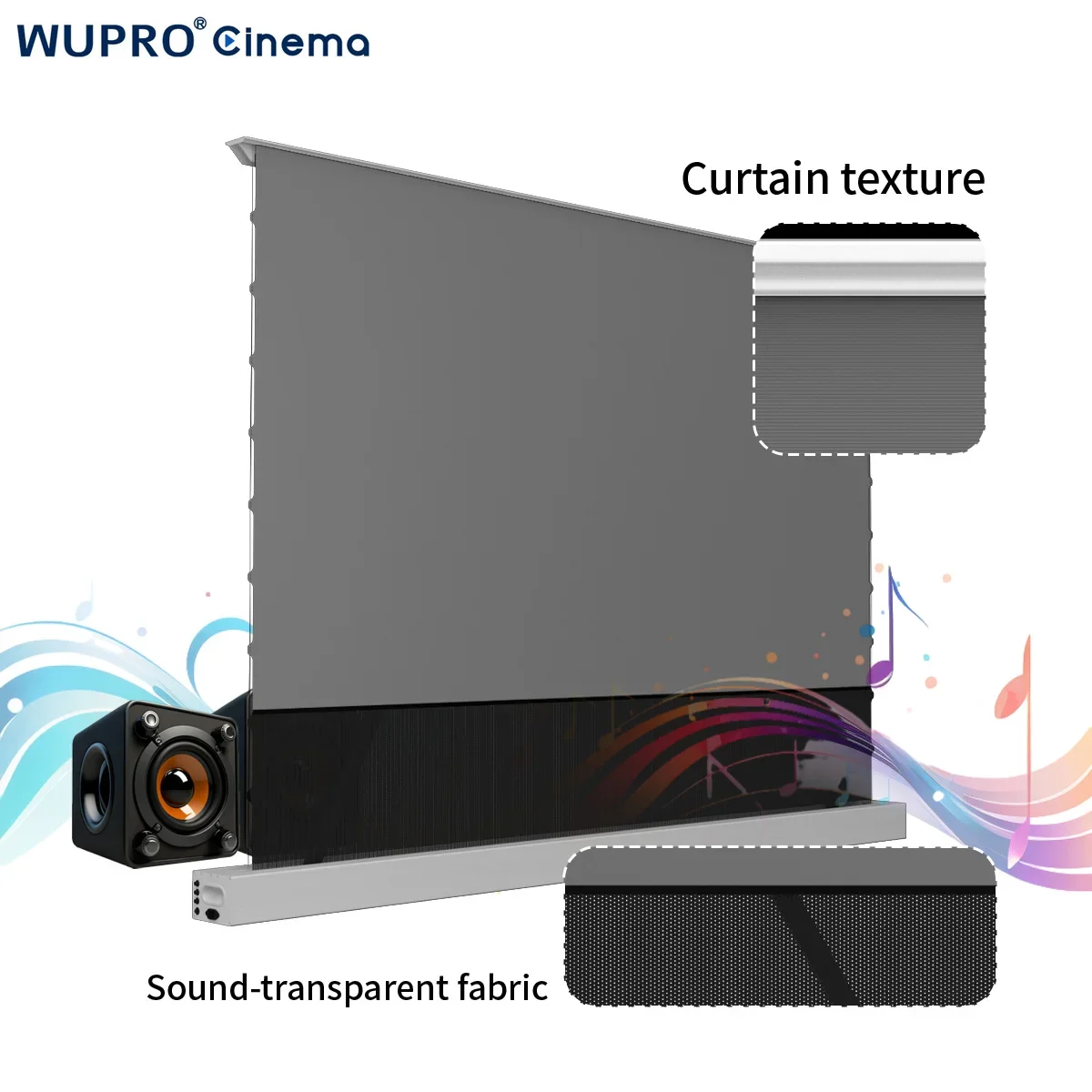 72-120inch 2024 WUPRO Cinema LeApex CBSP Ultra Contrast 4k ALR /CLR UST Smart motorized projector screen