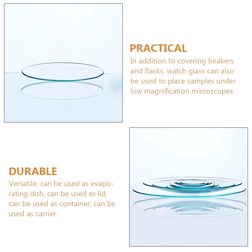8 Buah Kaca Penutup Laboratorium dengan Daya Tahan Kimia Tinggi untuk Penempatan Sampel di Gelas Kimia Kelas