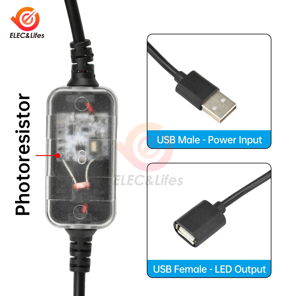 3,7 В-24 В постоянного тока, USB-датчик с управлением светом, день/ночь, автоматически превращается на датчике освещения, подходит для коридоров, световая полоса
