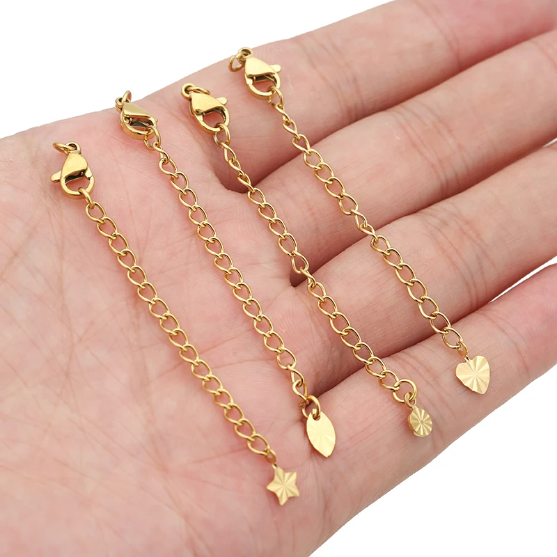 10pcs 스테인레스 스틸 확장 DIY 쥬얼리에 대 한 랍스터 걸쇠와 확장 된 꼬리 체인 팔찌 목걸이 커넥터 만들기