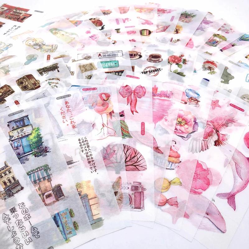 

6 Sheets Creative Washi Stickers Handbook DIY Journal Photo Album Decoration Material Scrapbooking Stickers Kawaii Stationery