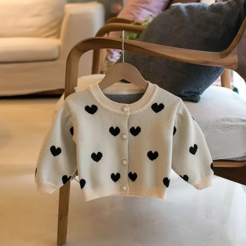 New Autumn Winter Baby Girls Knitted Sweaters  Kids Cotton Cardigan Coats