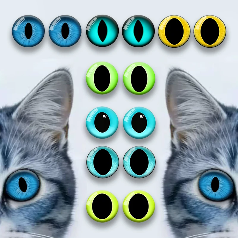 14-teiliges Set Farblich Gemischte Glas-Katzenaugen Realistische Tieraugen DIY Puppen- und Plüschtier-Bastelzubehör – Detail 4