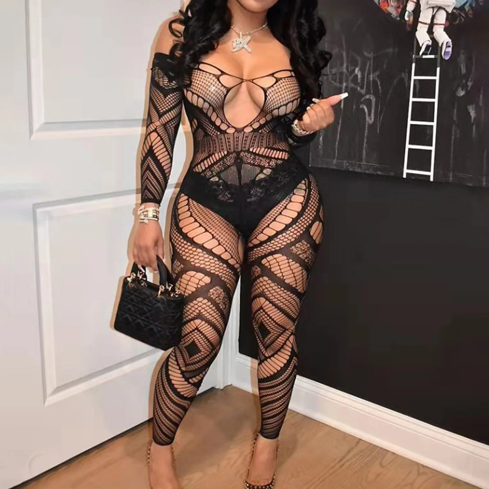 Sexy Women Lingerie Mesh Fishnet Plus Size XXXL Teddy Hot Erotic Bodystockings Porno Open Crotch Tights Stockings Outfit Clothes