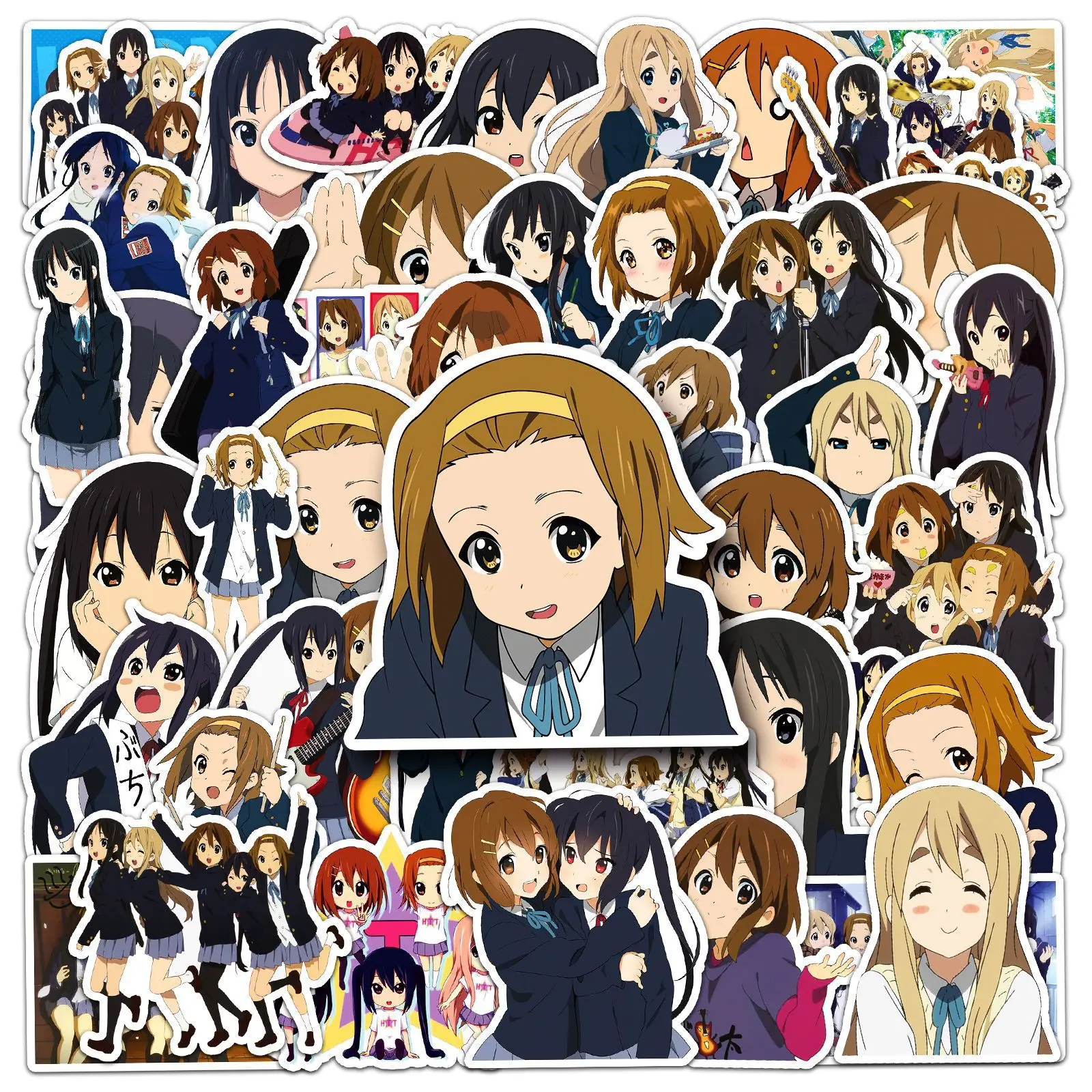 50 pezzi Anime K-ON! Adesivi Graffiti serie adatti per caschi per Laptop decorazione Desktop adesivi fai da te giocattoli all'ingrosso