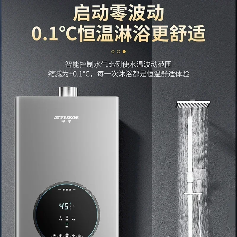 屋外の強力な排気ガス給湯器,家庭用バス用の一定温度,天然ガスおよび液体ガス,12v