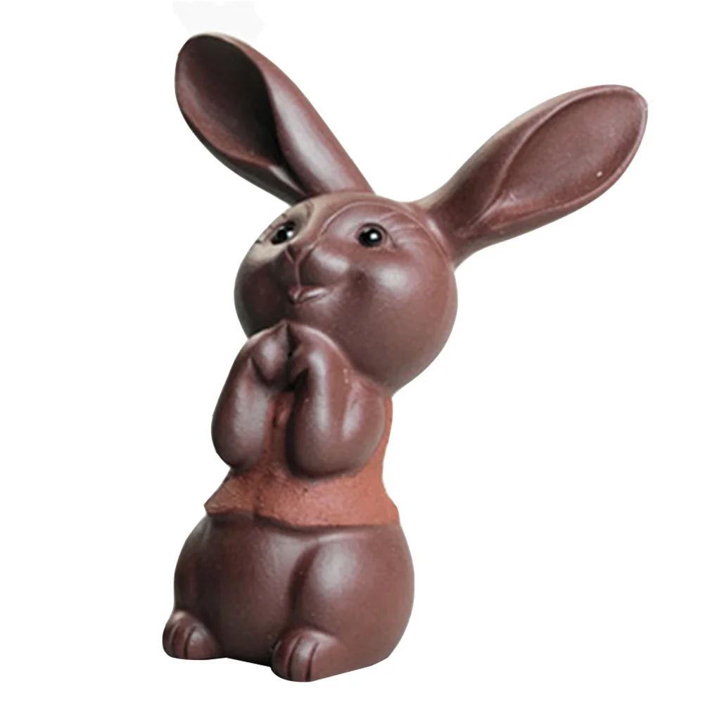 

Creative Rabbit Shape Tea Pet Red Stoneware Practical Ornament Small Desktop Rabbit Decor Tea Pet Desktop Adornment