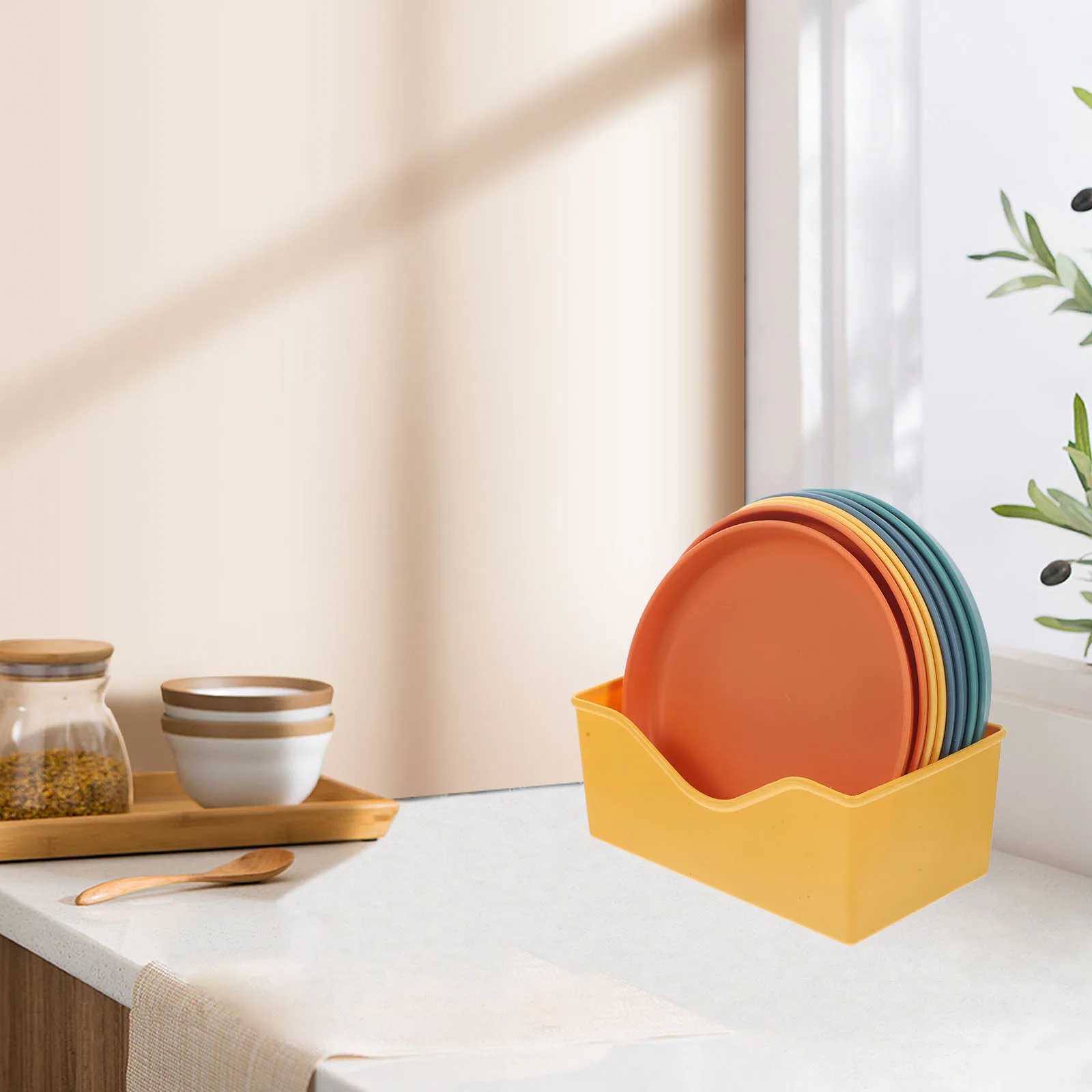 

Plastic Plates Dried Fruit Holder Snacks Tray for Kitchen Plastic Plates Reusable Bedroom Outdoor BBQ Picnic Cafe Restaurant