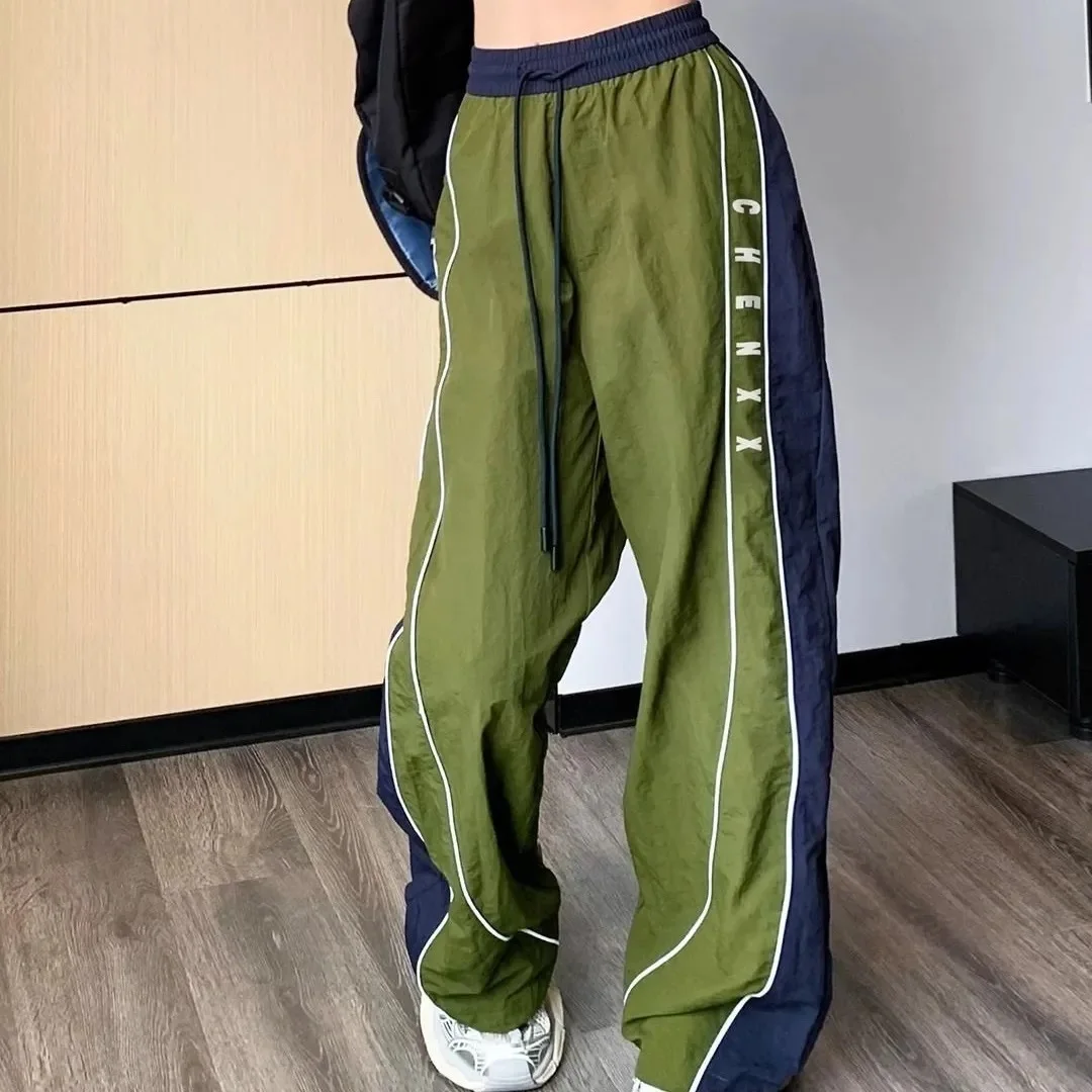 

Oversize Pockets Tech Fashion Trousers Y2K Women Cargo Pants Vintage Streetwear Baggy Wide Leg Sweatpants Casual Drawstring