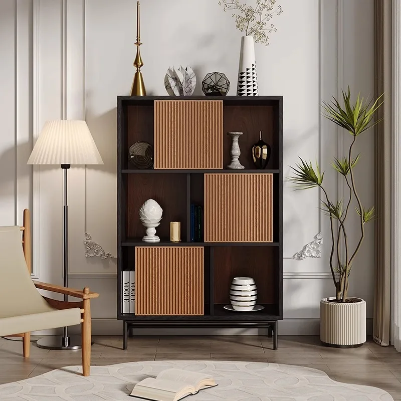 Medieval bookcase, locker, integrated wall locker, floor-to-ceiling teak carved display cabinet of the same style