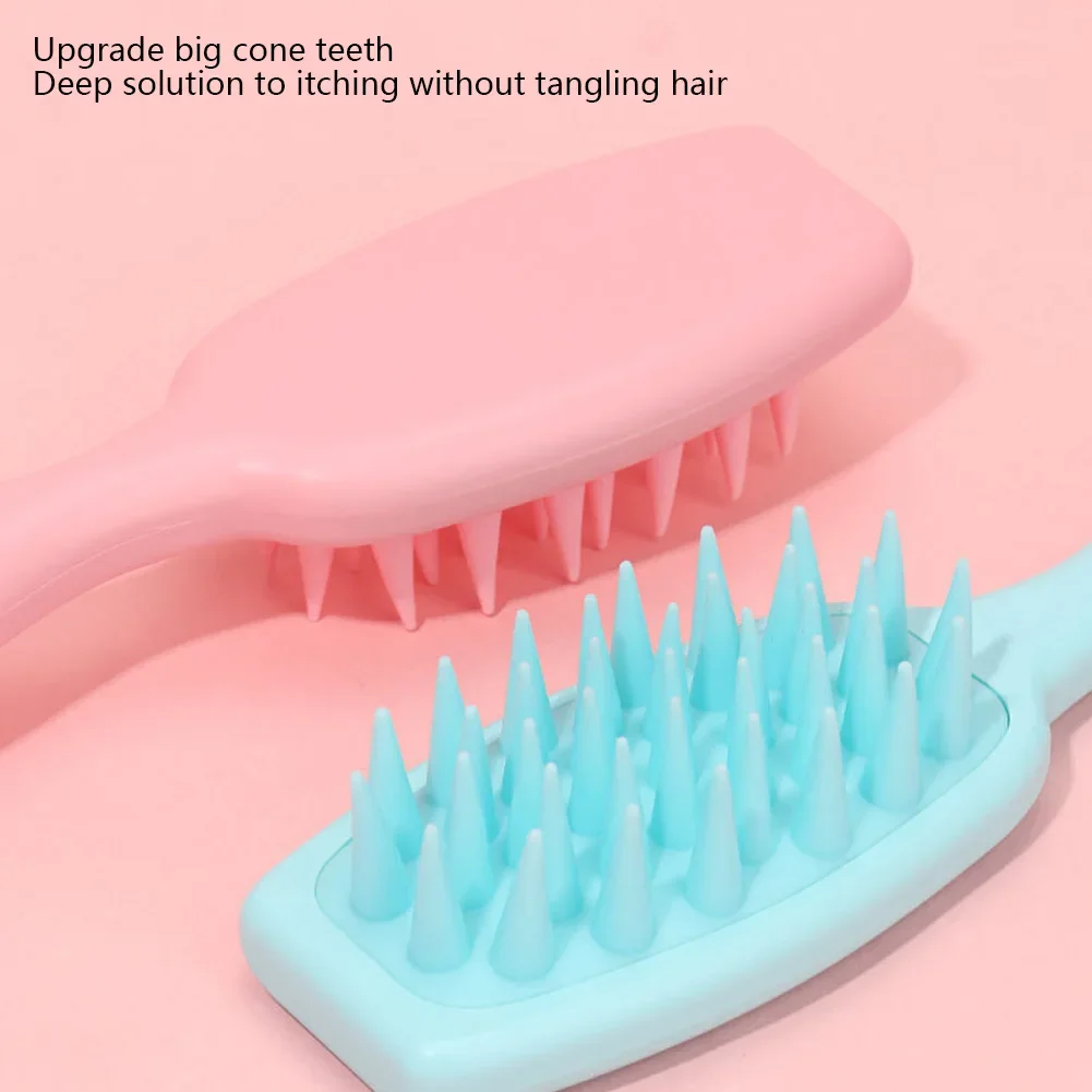 تمديد مقبض لينة سيليكون شامبو فروة الرأس الشعر مدلك غسل الشعر مشط فرشاة اغتسال حمام سبا تدليك فرشاة بالجملة