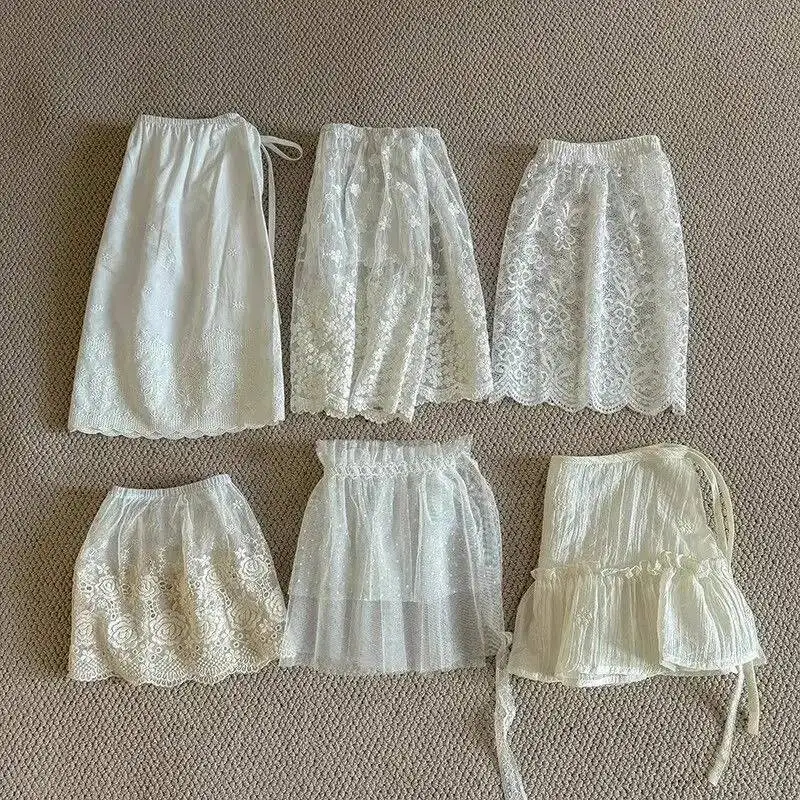 Pleated 레이스 한국어 스타일 스커트 커튼 꽃 인쇄 캐주얼 미니 스커트 레이스 업 패션 방귀 커튼 Y2k 화이트 스커트 여성을위한