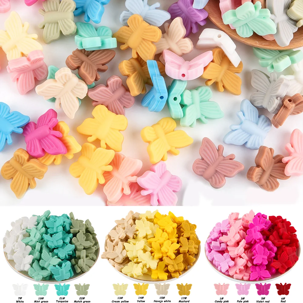 8pcs/lot Colorful Butterfly Silicone Beads Brief Butterfly DIY Jewelry Accessories for Handmade Craft Necklace Bracelet