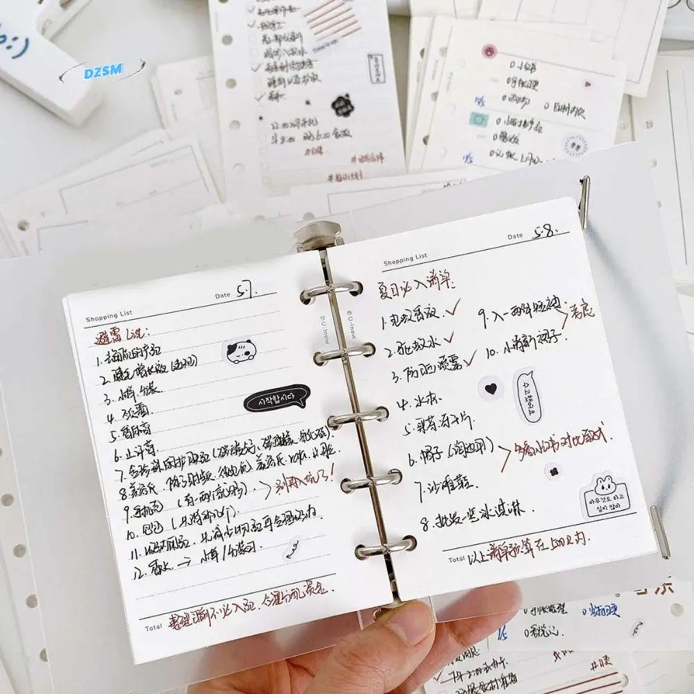 

50Sheets M5 A8 Loose-Leaf Notebook Refill Paper Line Grid 5-hole Inner Refill Binder Paper Pages To Do List Separator Page Paper