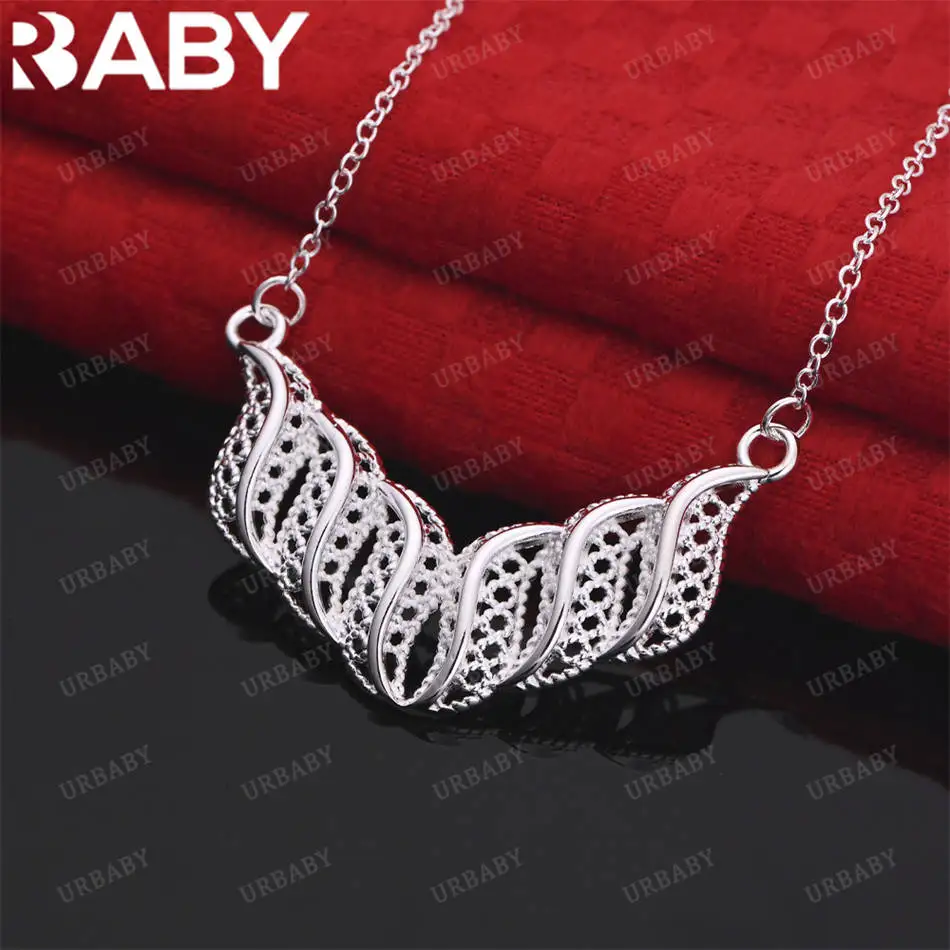 

URBABY 49cm 925 Sterling Silver Pendant Necklace Chain For Women Wedding Engagement Party Jewelry Gifts