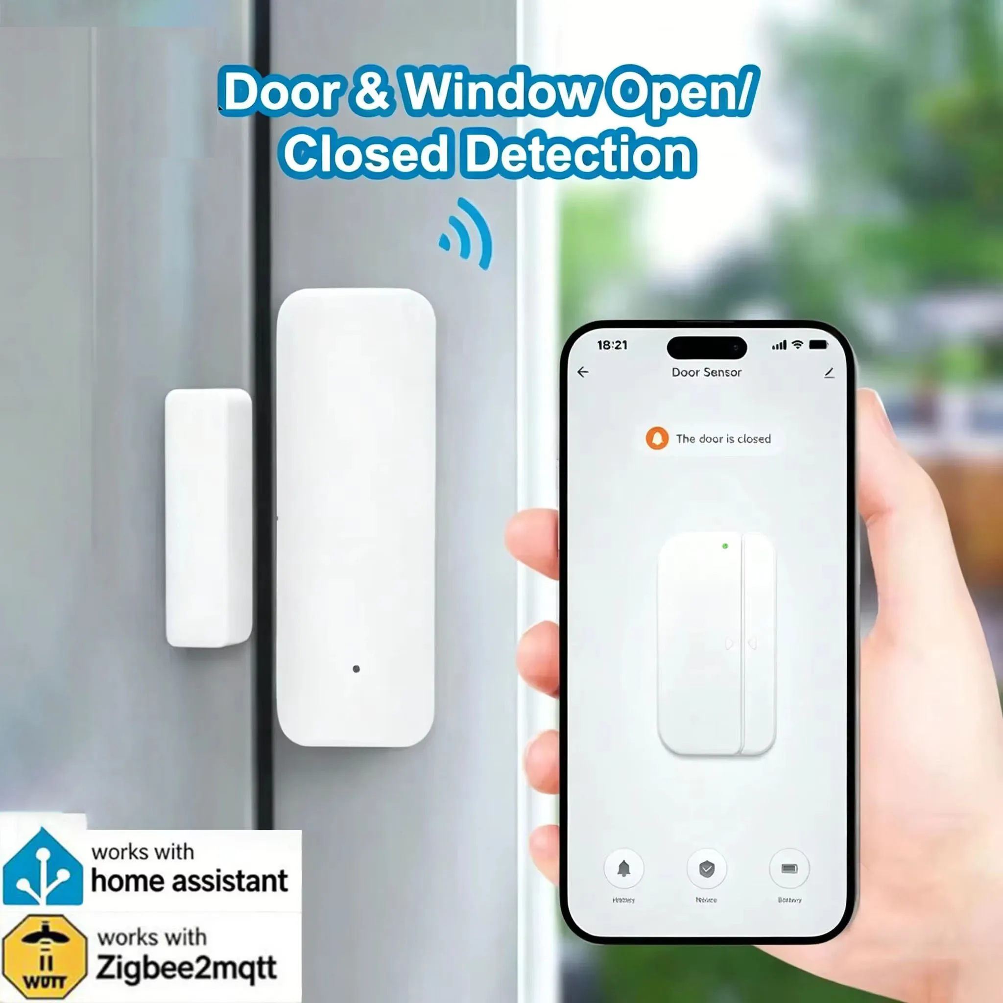 ZigBee  Smart Door Window Sensors Real-time Wireless Smart Magnetic Alarms Smart Linked Sensors Alexa Google Security Alarm