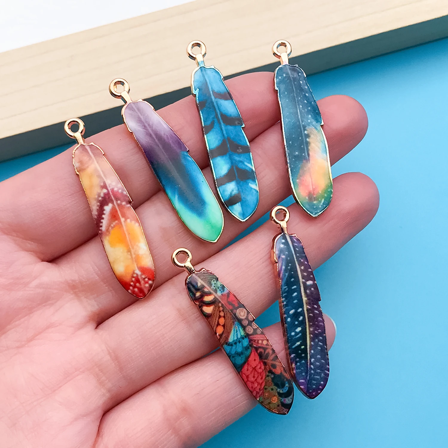 18pcs/lot Enamel Alloy Charms Bohemian Ethnic Style Colorful Feather Pendants For DIY Jewelry Making Findings Crafting Accessory