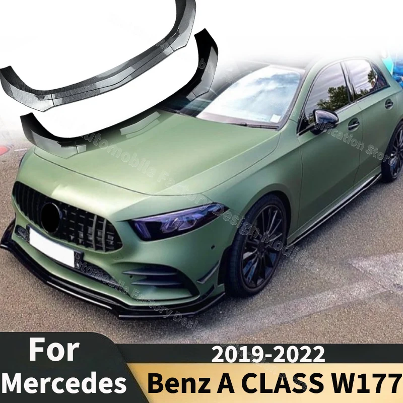 

Для Mercedes Benz A CLASS W177 2019-2022 A180 A200 A35 AMG автомобильный передний бампер спойлер глянцевый черный или вид из углеродного волокна