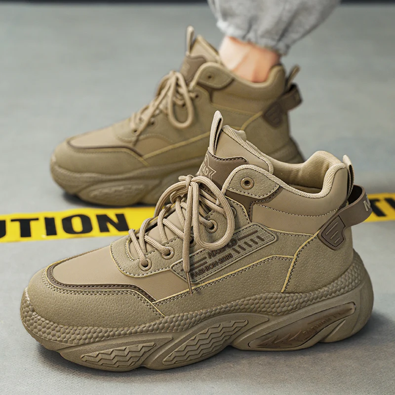 

Men's Non Slip Comfortable Hiking Boots for Men Outdoor Working Shoes Lace-up Ankle Boots High Top Boots Platform Casual Shoes