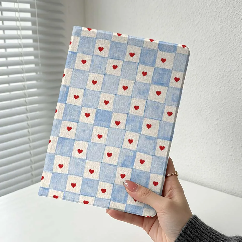 Cartoon Heart Plaid Pattern For Xiaomi Redmi Mi Pad 8 7 6 5 4 2 SE K Pro Max Ultra Poco Pad Soft Inch Tablet Case Cover