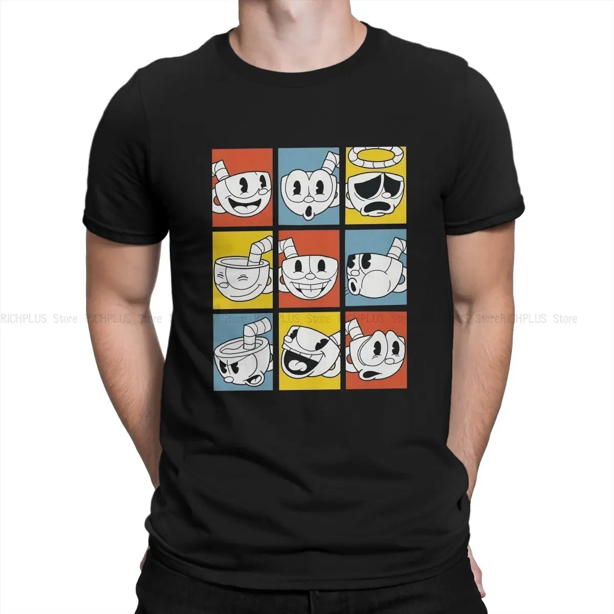 Show TShirt For Men Cuphead Mugman Game Clothing Novelty T Shirt Soft