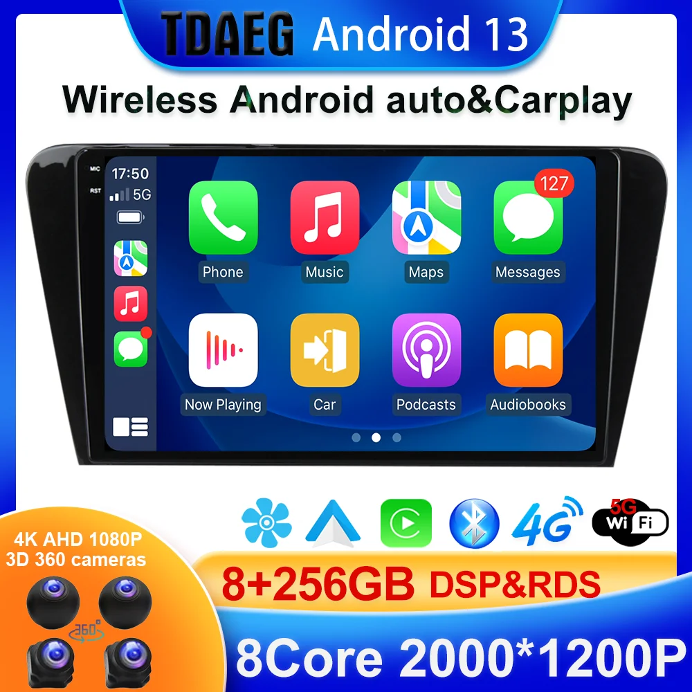 Android 13 360cam 256G For Skoda Octavia 2013-2018 Car Radio Multimedia Video Player Navigation GPS Android No 2din 2 din DVD