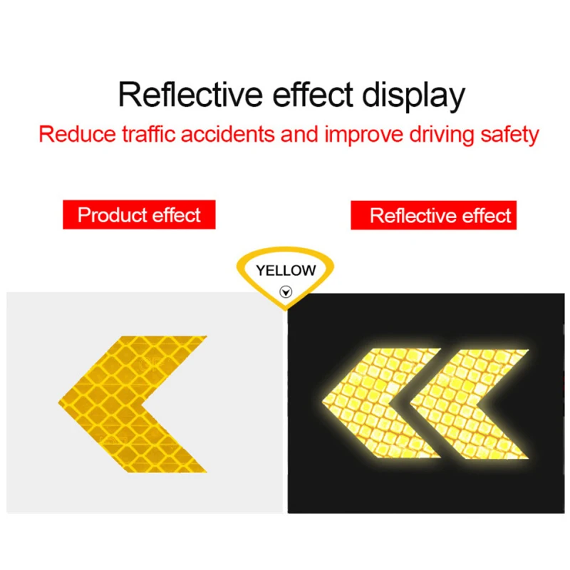 10 pz/set Accessori Moto Freccia Riflettente Segno Nastro di Avvertimento Adesivo di Sicurezza Per Paraurti Auto Tronco Riflettore Nastro di Pericolo
