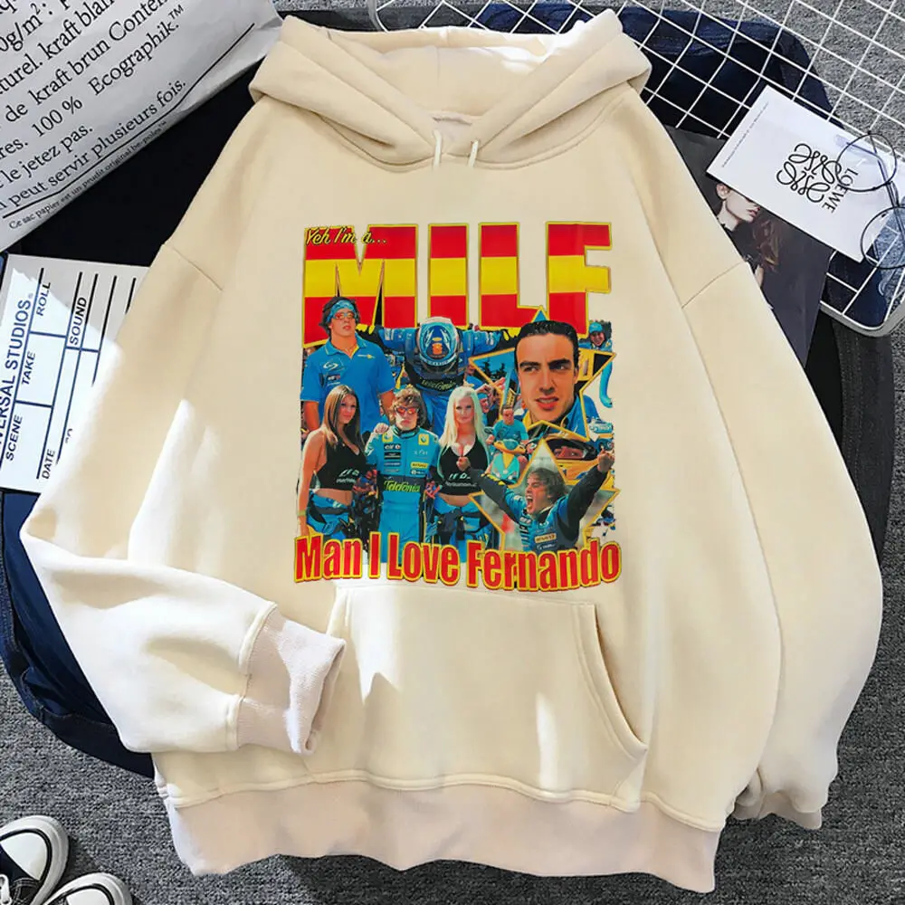 فرناندو ألونسو هوديي harajuku ملابس غير رسمية نمط الإناث البلوز بلوزات النسيج الناعم أنيمي مانغا تصميم مطبوع