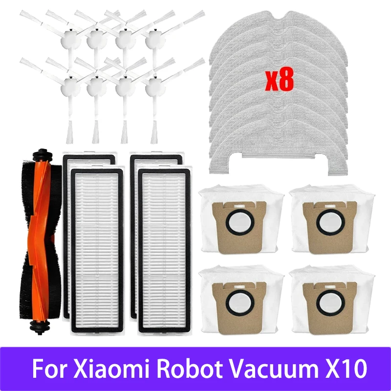 Accessories For Xiaomi Robot Vacuum X10 Robot Vacuum Cleaner Parts Replacement Main Side Brush Hepa Filter Mop Cloth Dust Bag