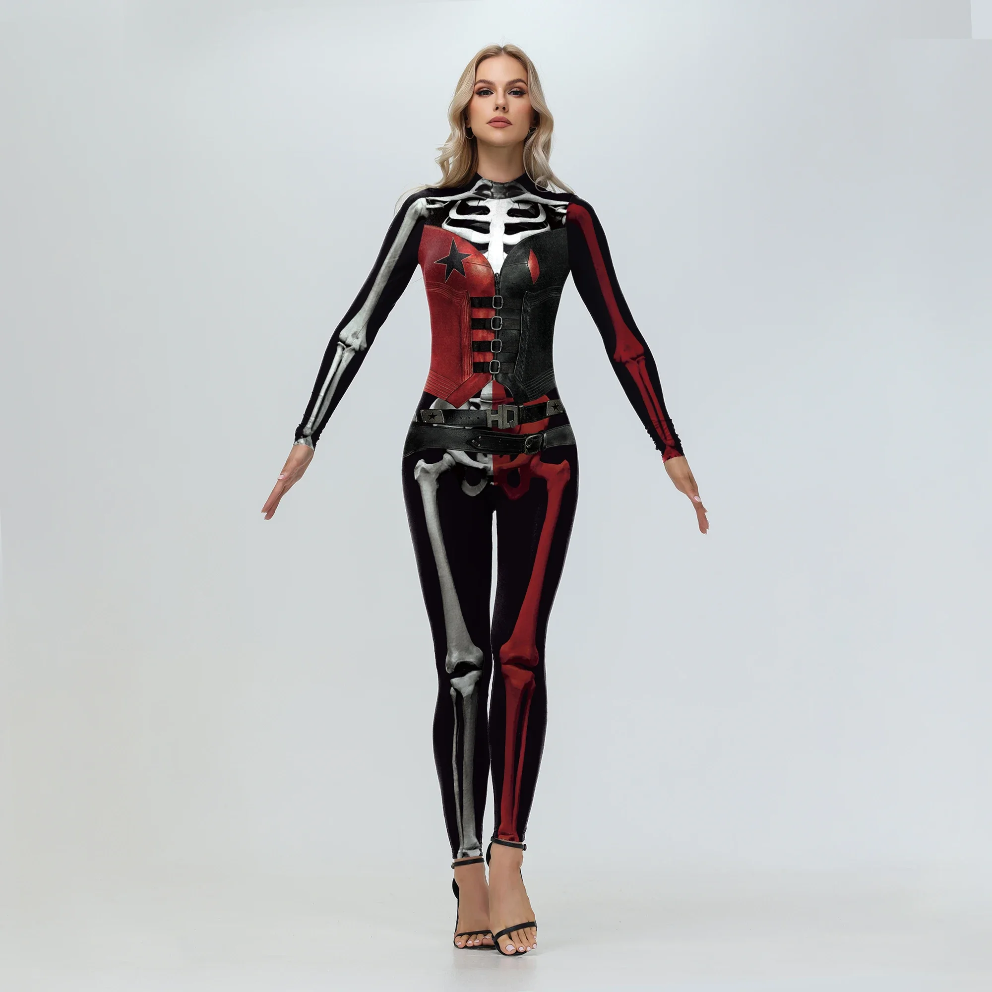 Disfraz de payaso para mujer, traje de Cosplay de Halloween, disfraz de fantasía, ropa de fiesta de carnaval, Catsuit de señora con estampado Zentai