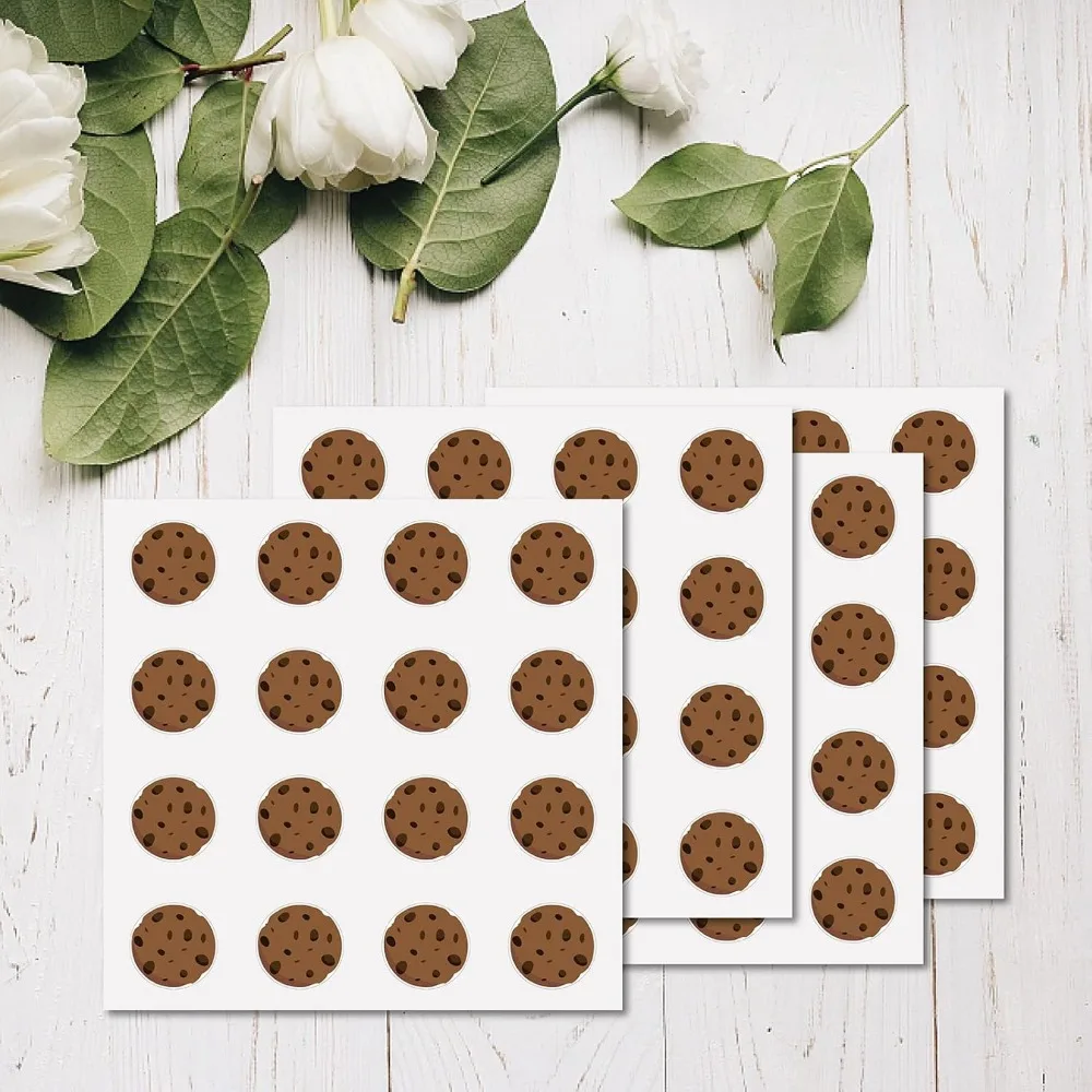 128Pcs Chocolate Chip Cookie Stickers Cookie Monster Stickers Waterproof Round Label Stickers for Packaging Cookie making kit
