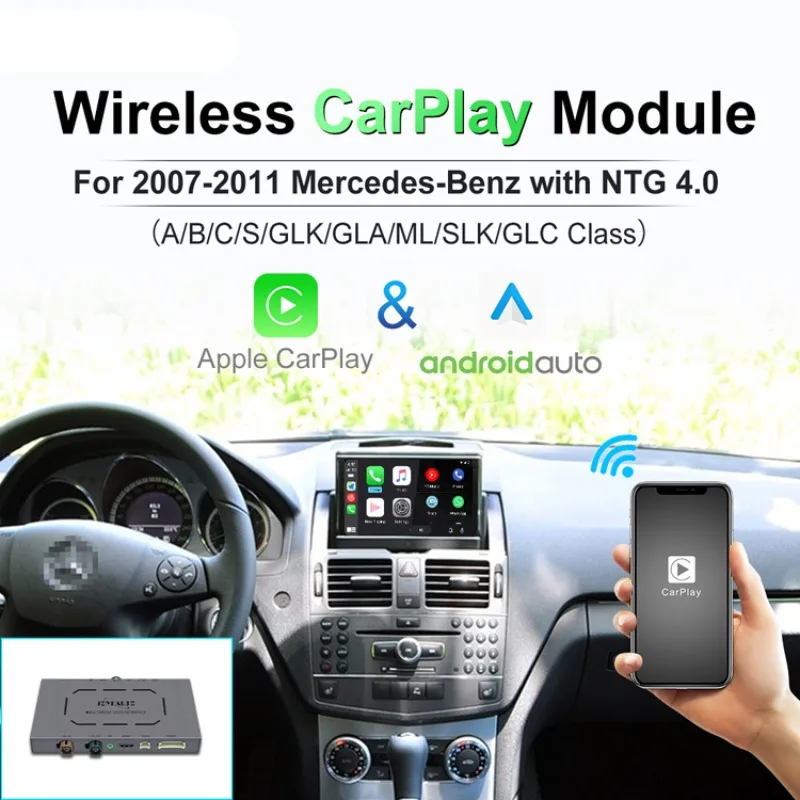 Wireless Apple CarPlay ﻿Decoder Box For Mercedes Benz NTG 4.0  GLK GLA ML SLK Class 2007-2011 Android Auto Car Play Retrofit