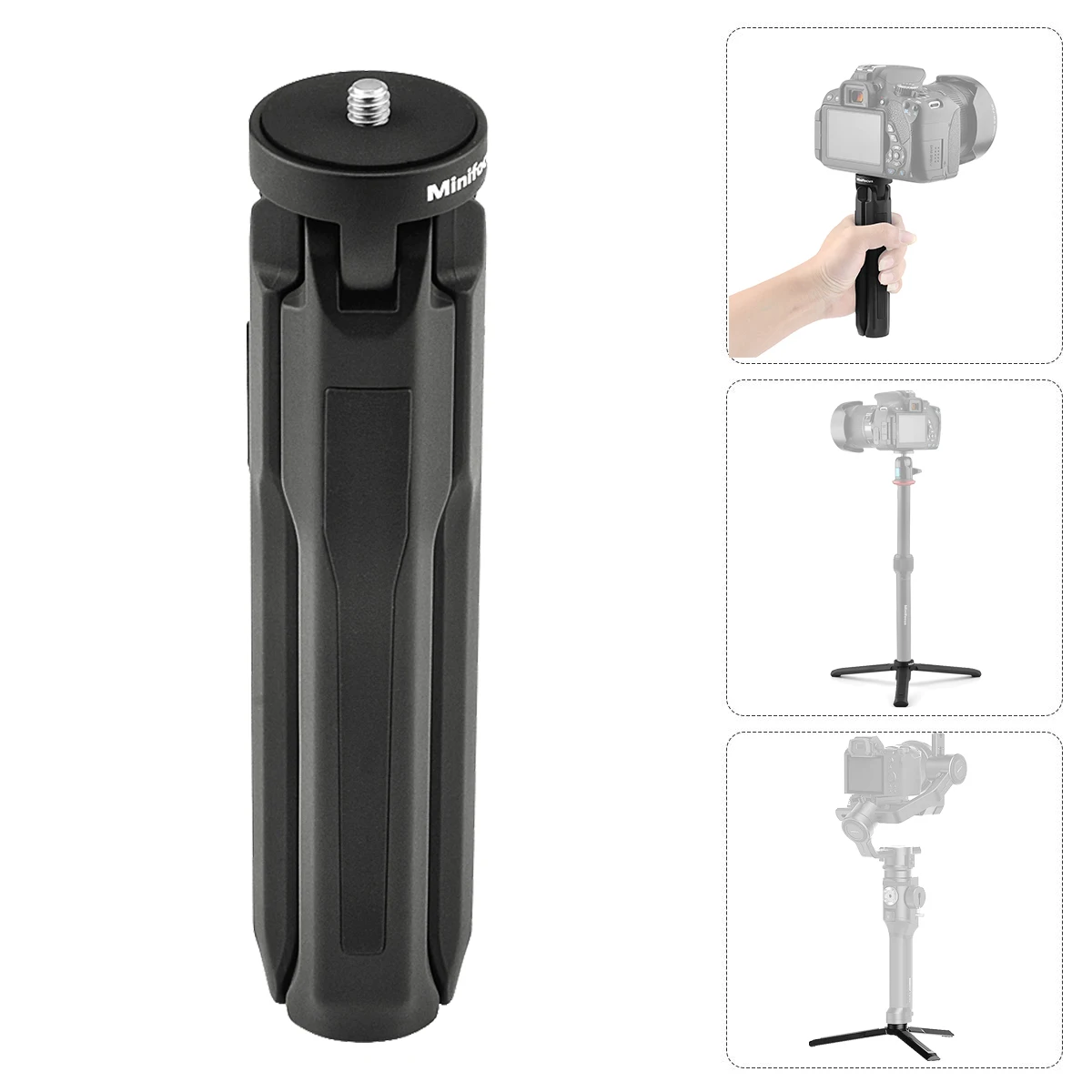 Mini trépied en métal pour appareil photo reflex numérique, support de bureau, trépied compact, poignée arc-en-ciel, poignée Vlog, caméscope, cardan pour smartphone