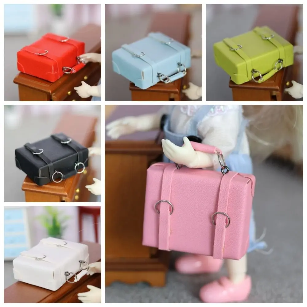 OB11 Box Dollhouse Miniature Leather Luggage Fashion DIY Dollhouse Mini Messenger Cute Exquisite Doll Miniature Leather Case