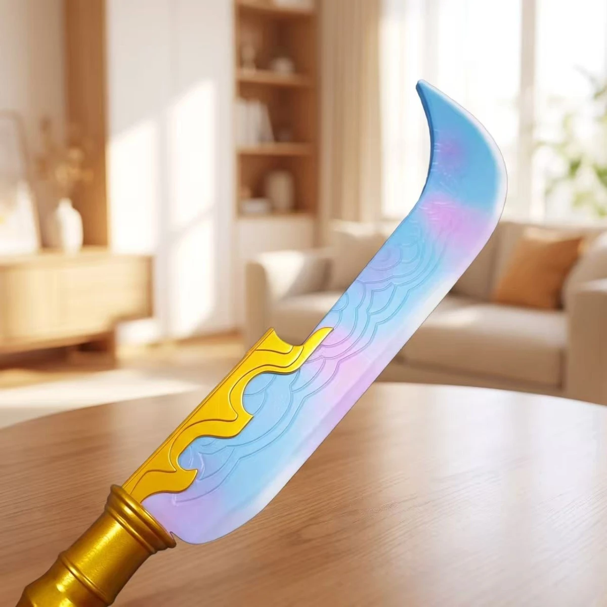 50.39Inch 128cm Kpop Demon Hunters Cosplay Long Blade Staff Prop Wooden Model Costume Party Stage Decor Collectible Display Gift