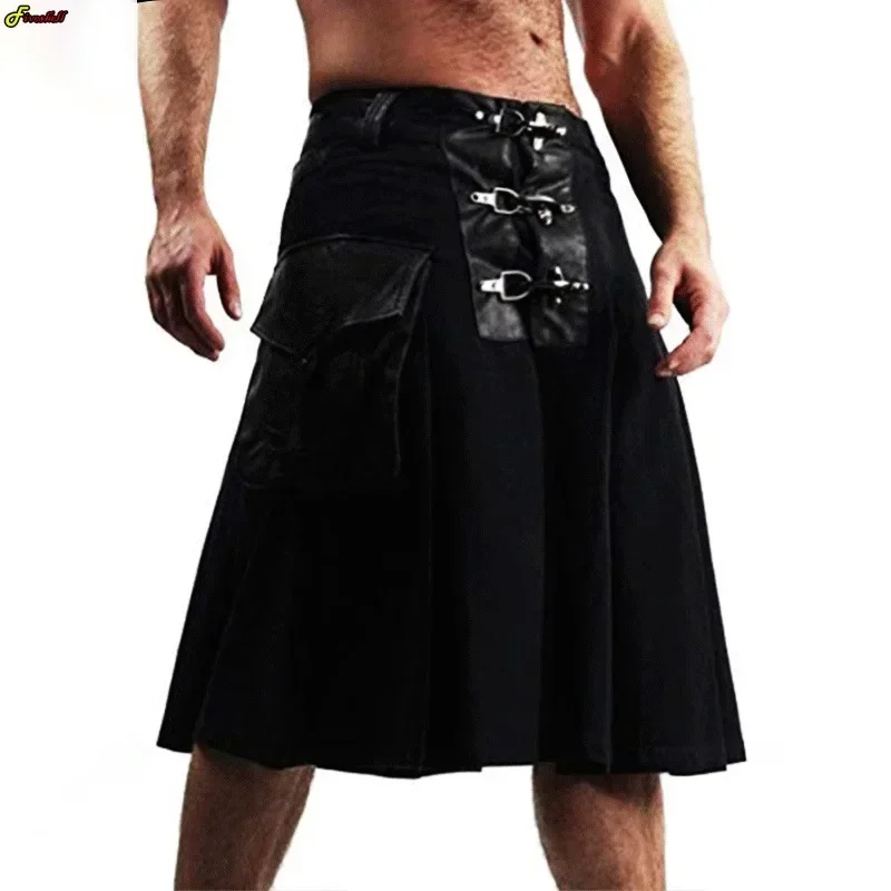 Middeleeuwse retro heren Schotse kilt traditionele vakantiekostuums plooirok cargo rok kostuum nationale tartan cosplay rok